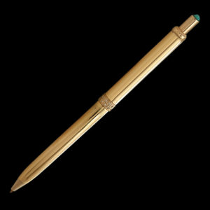 Ручка в желтом золоте с бирюзой