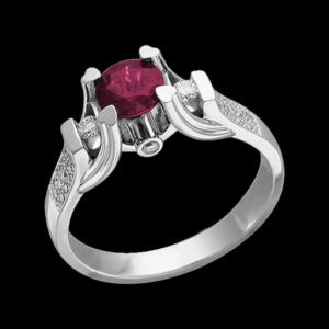 кольцо с рубином и бриллиантом