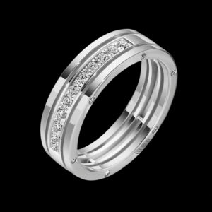 Обручальное кольцо в белом золоте с бриллиантами
