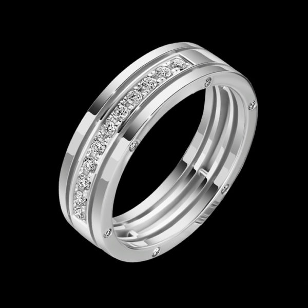 Обручальное кольцо в белом золоте с бриллиантами