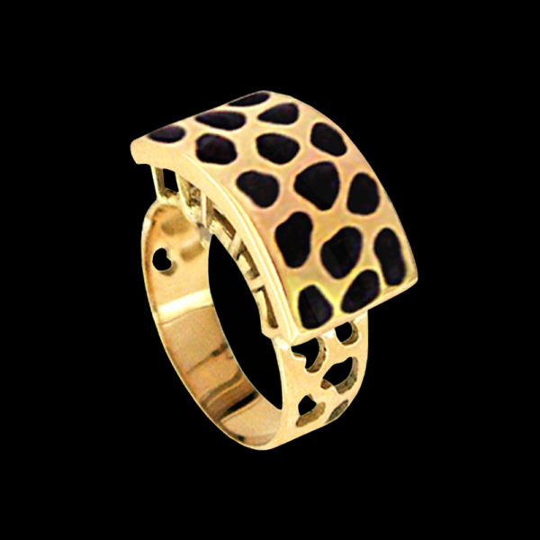 Кольцо в желтом золоте с эмалью